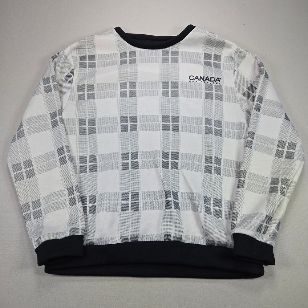 Canada Weathergear Sweatshirt Mens Plaid Heritage Logo White Black XL